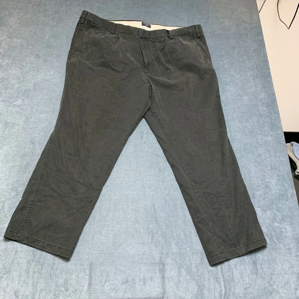 Dockers Pants Mens 46x30 Charcoal Gray Cotton Classic Fit Pleated Slash Pockets